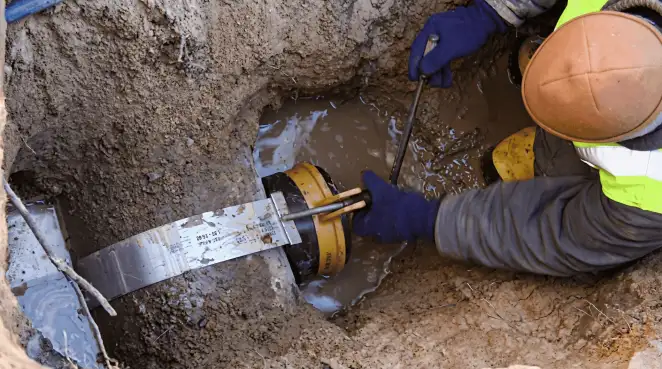 Technician performing underground drainage repair for foundation protection and gutter systems in Scottsdale, AZ